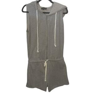 POL Gray Sleeveless Hooded Romper-NWOT